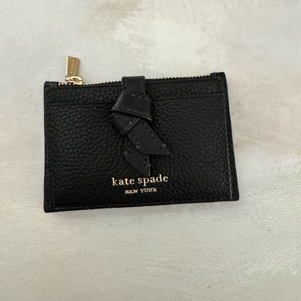 Kate Spade Black and Gold Pebbled Leather Wallet, Card Holder, NWOT